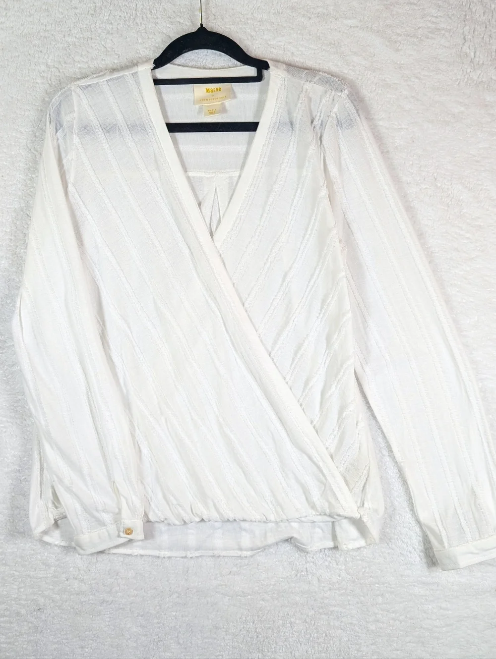 550-Anthropologie White Textured Wrap Blouse - Women’s Top - Picture 2 of 6